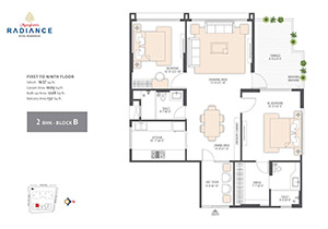 Block B 2 BHK floor plan