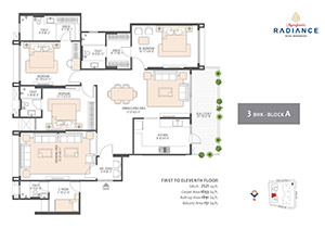 3 BHK floor plan