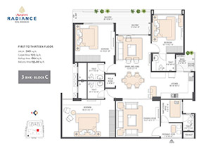 Manglam 3 BHK floor plan