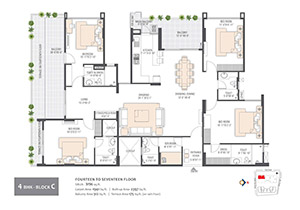 4 BHK key floor plan