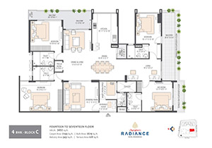 4 BHK Luxury Key floor plan