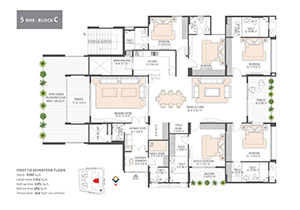 5 BHK luxury key floor plan